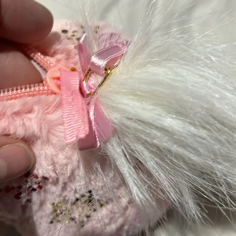 Unicorn plush purse pink metalic star pink chain strap gold horn & feet NWOT